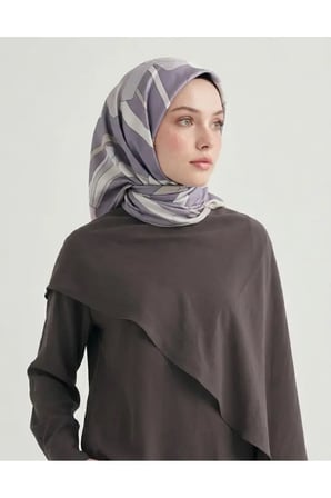 Çiçek Desenli Twill Eşarp