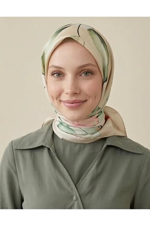Bushu Çiçekli Twill Eşarp Desenli Kadın Aksesuar