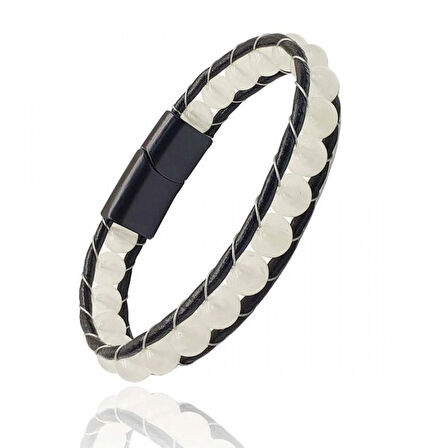 Moncuk Design Neon Fosforlu Deri Çelik Bilelklik 33512B2D8M6