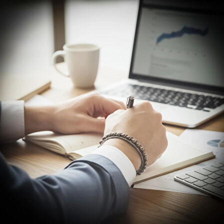 Moncuk Design Hematit Doğaltaş Ve Çelik Halat Örme Bileklik 33512B2DH2