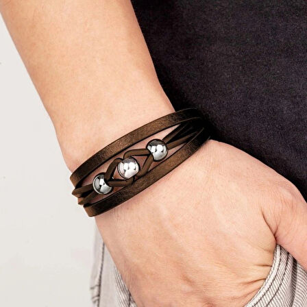 Moncuk Design Çelik Top Ve Kahve Deri Bileklik 33514B8D2