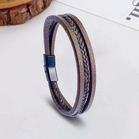 Moncuk Design Kahverengi Siyah Saç Örgü Ve Çelik Bileklik 33513B10D2