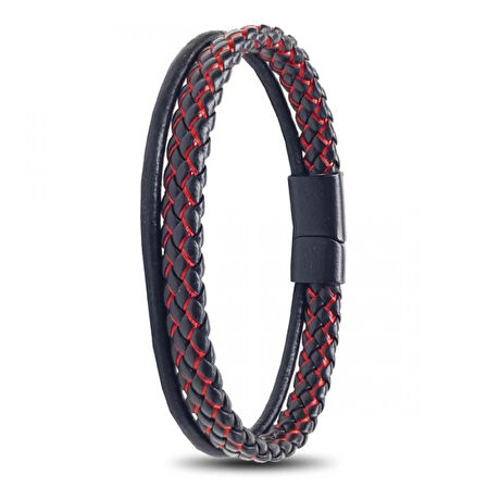 Moncuk Design Kırmızı Renk Çoklu Deri Bileklik 33513B5D5