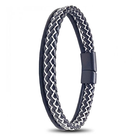 Moncuk Design Siyah Beyaz Renk Çoklu Deri Bileklik 33513B5D7