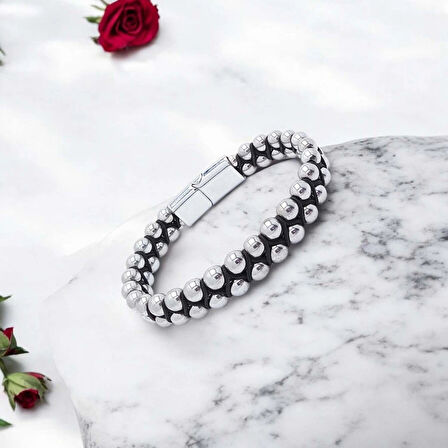 Moncuk Design Hematit Ve Çelik Halatlı Erkek Bileklik 33512B18D1