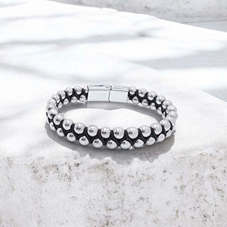 Moncuk Design Hematit Ve Çelik Halatlı Erkek Bileklik 33512B18D1