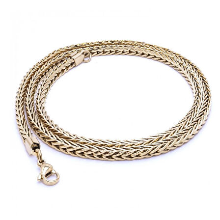 Moncuk Design Köşeli Kral Bakla Örgülü Çelik Kolye 4Mm 3351CEK025