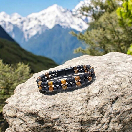 Moncuk Design Çift Oniks Ve Kaplangözü Çelik Bileklik 33512B20D4