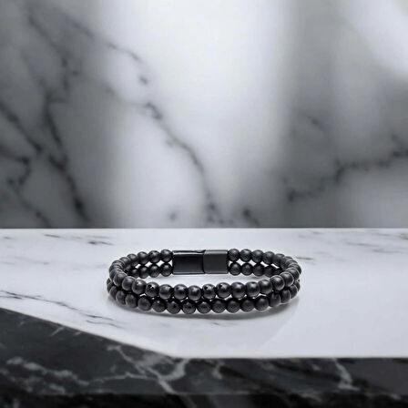 Moncuk Design Çift Oniks Çelik Bileklik 33512B20D5