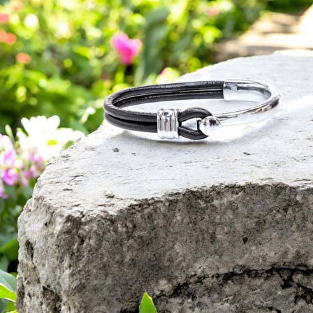 Moncuk Design Chrome Tokalı Ve Deri Bileklik 33511B2D27