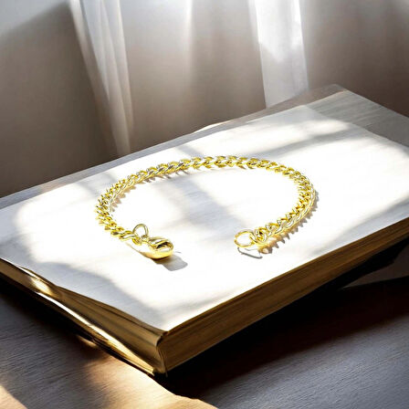 Moncuk Design Yassı Mariner Sarı Çelik Zincir Bileklik 1.6X6Mm 3351CZB1D85