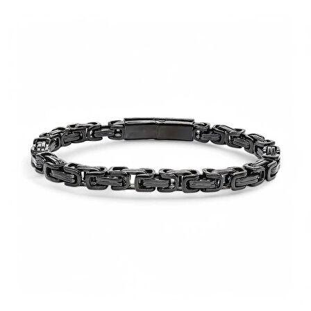 Moncuk Design Kilit Mekanizmalı Siyah Kral Zincir Bileklik 6Mm 3351CZB1D93