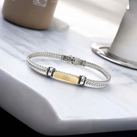 Moncuk Design Maltese Cross Çelik Hasır Örgülü Ayarlanabilir Bileklik 33511G5D1M