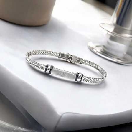 Moncuk Design Gothic Cross Çelik Hasır Örgülü Ayarlanabilir Bileklik 33511G5D2M