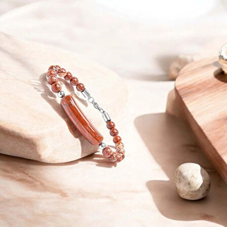 Moncuk Design Kırmızı Jasper Doğaltaş Çelik Halat Ve Çelik Klipsli Bileklik 33512B19D5