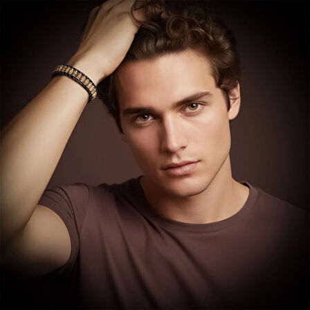 Moncuk Design Odun Jasper & Hematit Çelik Örgülü Deri Bileklik 33512B22D8