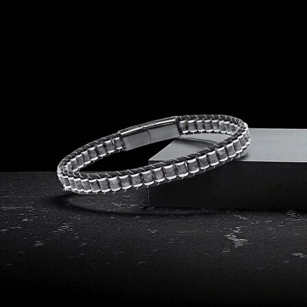 Moncuk Design Spektrolit & Hematit Çelik Örgülü Deri Bileklik 33512B22D9