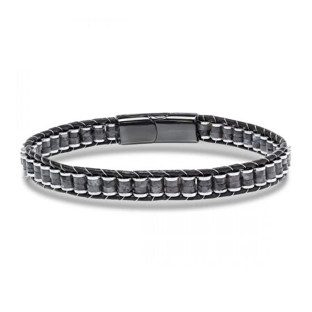 Moncuk Design Spektrolit & Hematit Çelik Örgülü Deri Bileklik 33512B22D9