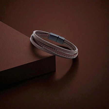 Moncuk Design Sadece Kahverengi Saç Örgü Ve Çelik Bileklik 33513B10D4