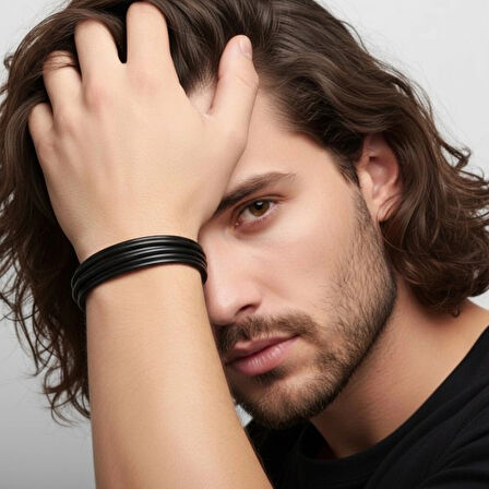 Moncuk Design Erkek Bileklik | Siyah Çoklu Katmanlı Tasarım 33513B13D2