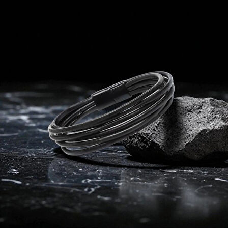 Moncuk Design Erkek Bileklik | Siyah Çoklu Katmanlı Tasarım 33513B13D2