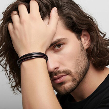 Moncuk Design Erkek Bileklik | Kahverengi Siyah Çoklu Katmanlı Tasarım 33513B13D3