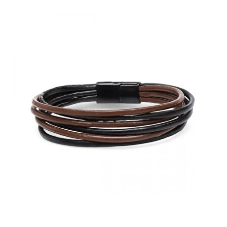 Moncuk Design Erkek Bileklik | Kahverengi Siyah Çoklu Katmanlı Tasarım 33513B13D3