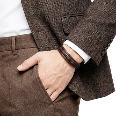 Moncuk Design Kahverengi Deri Erkek Bileklik – Titanyum Çelik Manyetik Kilitli 33513B14D4