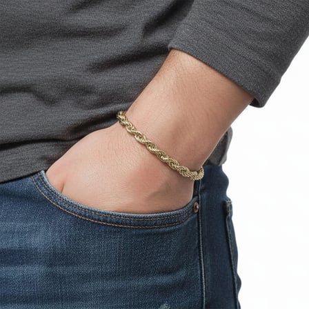 Moncuk Design Rope Halat Çelik Zincir Bileklik 6mm 3351CZB2D8