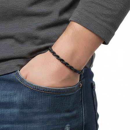 Moncuk Design Rope Halat Çelik Zincir Bileklik 6mm 3351CZB2D8