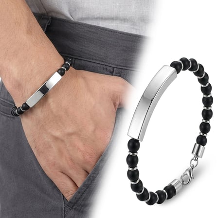 Moncuk Design Oniks Beyaz İsim Yazılabilir Ve Ayarlanabilir Çelik Zincir Bileklik 33512B29D1