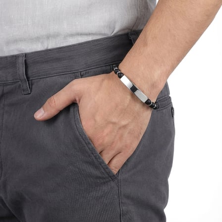 Moncuk Design Oniks Beyaz İsim Yazılabilir Ve Ayarlanabilir Çelik Zincir Bileklik 33512B29D1