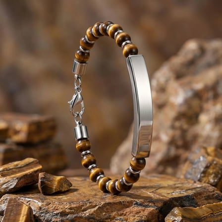 Moncuk Design Kaplangözü Doğal Taşlı İsim Yazılabilir Ve Ayarlanabilir Çelik Zincir Bileklik 33512B29D2