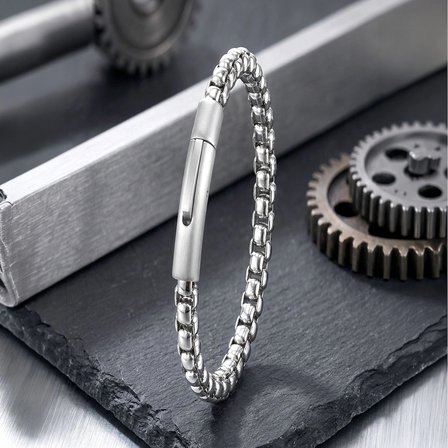 Moncuk Design  Tekli 4mm Arnavut Model Çelik Zincir Erkek Bileklik – Çelik Kilitli 33515B2D6