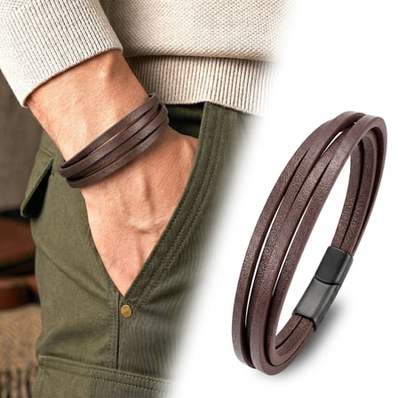 Moncuk Design Kahverengi 4 Lü Pu Deri Çoklu Bileklik - Zamak Kilit 33513B10D7