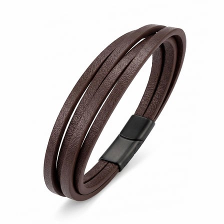 Moncuk Design Kahverengi 4 Lü Pu Deri Çoklu Bileklik - Zamak Kilit 33513B10D7