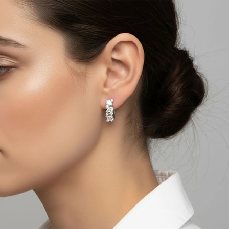 Moncuk Design Zirkon Taşlı Geniş Yüzey Modern VIP Halka Küpe Beyaz-Sarı 3351KKUV009
