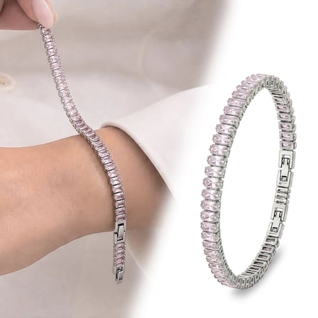 Moncuk Design 5mm Pembe Zirkon Taşlı Ayarlanabilir Su Yolu Kadın Bileklik 3351KBV4D1