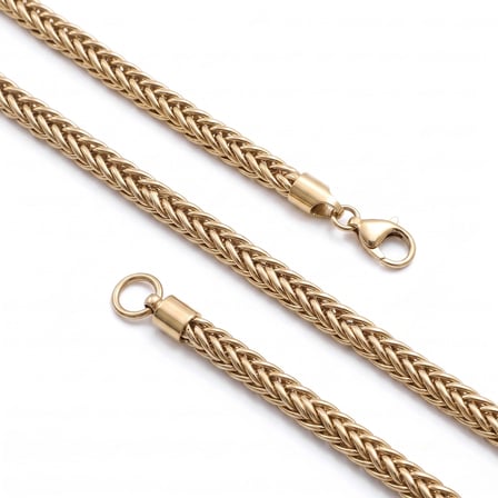 Moncuk Design Çelik Oval Zincir Gold Erkek Kolye 4 mm × 55 cm 3351ECK008