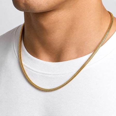 Moncuk Design İtalyan Zincir Erkek Çelik Kolye 3x2 mm 55 cm Gold 3351ECK015