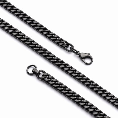 moncuk design çift örgü erkek çelik kolye 7x3mm 55cm siyah 3351eck025