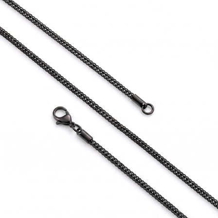 Moncuk Design Yılan Erkek Çelik Kolye - 2mm 55cm Siyah 3351ECK028
