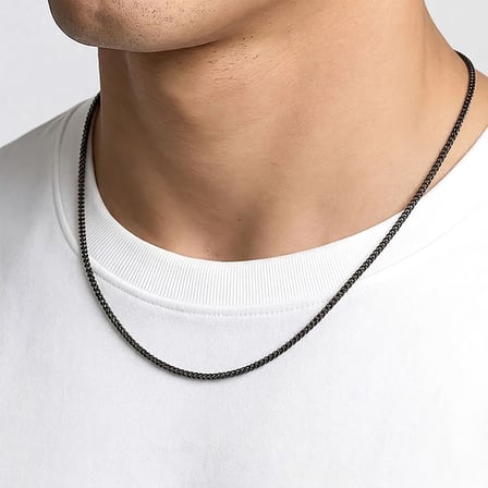 Moncuk Design Yılan Erkek Çelik Kolye - 2mm 55cm Siyah 3351ECK028