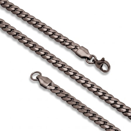 Moncuk Design Ezme Balık Sırtı Erkek Çelik Kolye - 7x2mm 55cm Siyah 3351ECK029
