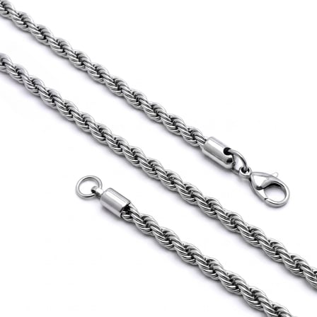 Moncuk Design Rope Halat Erkek Çelik Kolye 6mm 55cm Beyaz 3351ECK033