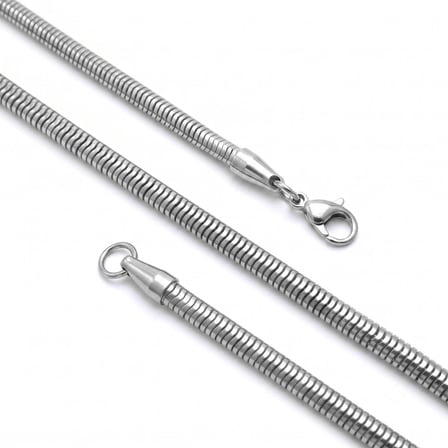 Moncuk Design Spiral Erkek Çelik Kolye 5mm 55cm Gümüş 3351ECK034
