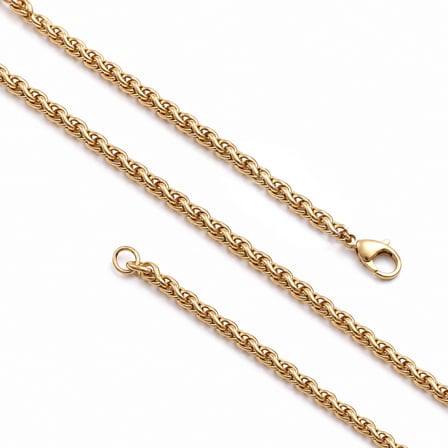 Moncuk Design Hasır Örgü Erkek Çelik Kolye 4mm 55cm Gold 3351ECK035