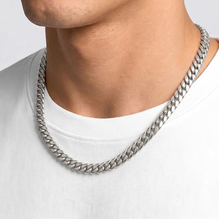 Moncuk Design Ezme Balık Sırtı Erkek Çelik Kolye 7x2mm 55cm Gümüş 3351ECK036