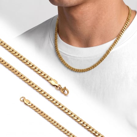 Moncuk Design Ezme Balık Sırtı Erkek Çelik Kolye Gold 5x2mm 55cm 3351ECK039