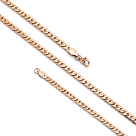 Moncuk Design Ezme Balık Sırtı Erkek Çelik Kolye Gold 5x2mm 55cm 3351ECK039